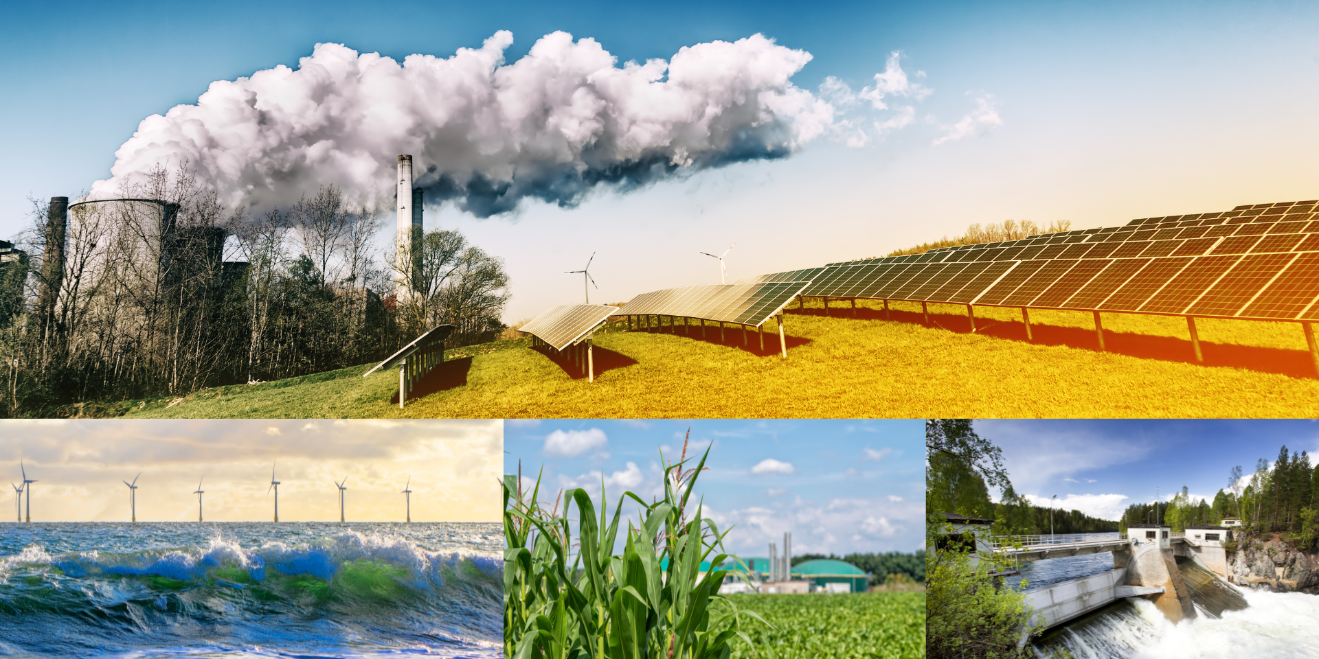 Pildil on kujutatud erinevad energia tootmise liigid