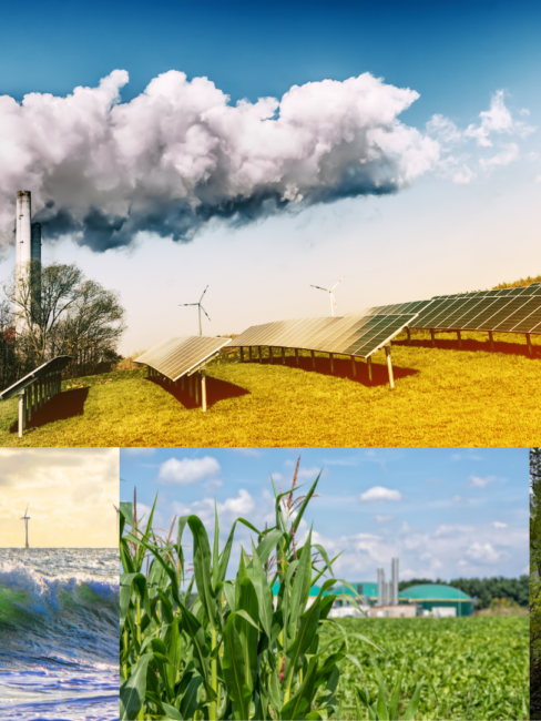 Pildil on kujutatud erinevad energia tootmise liigid