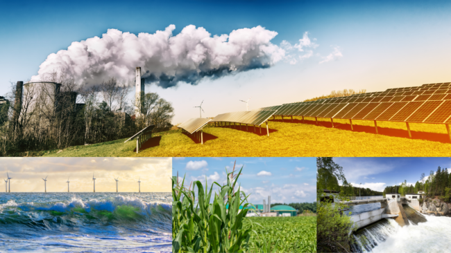 Pildil on kujutatud erinevad energia tootmise liigid